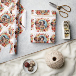 Foto Birthday Little Black Fairy Red Gold Geschenkpapier