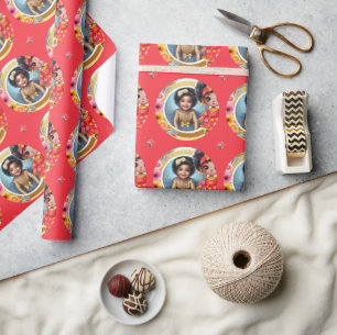 Foto Birthday Little Black Fairy Red Gold Geschenkpapier