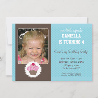 FOTO BIRTHDAY PARTY ERSUCHT: cupcake 6L Einladung