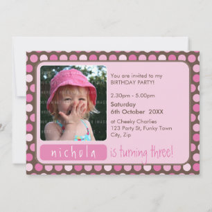 FOTO BIRTHDAY PARTY ERSUCHT:: spotty 4L Einladung