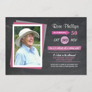 Foto Birthday Pink Chalk Frauen einladen Einladung