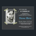 Foto Birthday Vintag Black Invite Mens 50. 60. Einladung<br><div class="desc">Fügen Sie Ihr Foto zu diesem eleganten Vintagen Stil laden. Erhöhe jedes Alter. Rückdruck im Lieferumfang enthalten.</div>
