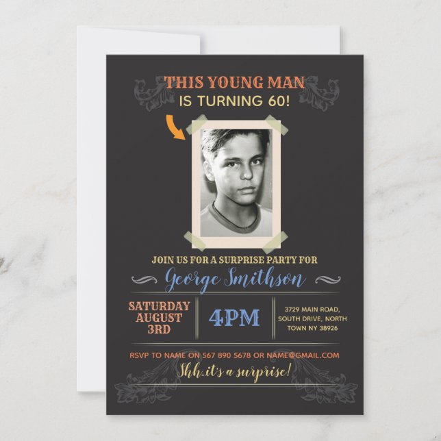 Foto Birthday Vintag Style Einladungen (Vorderseite)