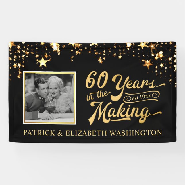 Foto Black and Gold Stars zum 60. Jubiläum Banner (Horizontal)