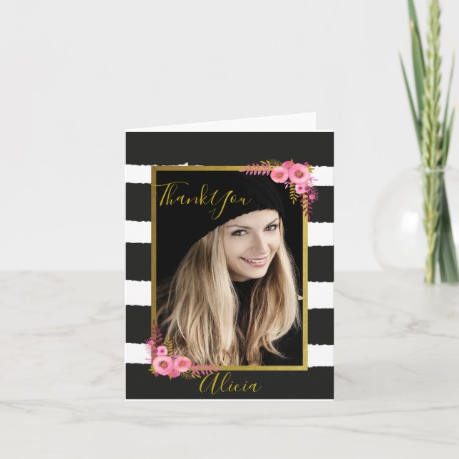 Foto Black and White Vielen Dank Dankeskarte (Vorderseite)