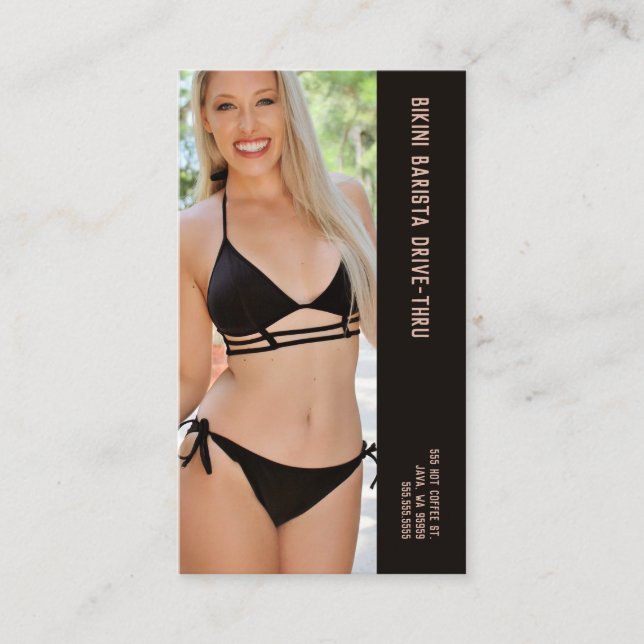 Foto Black Bikini Barista Doppelzahl Kaffee Treuekarte (Vorderseite)