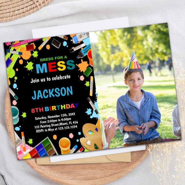 Foto Black Dress für Mess Paint Einladungen (Photo Black Dress For Mess Paint Invitations)