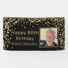 Foto Black Gold 80. Geburtstag Personalisiert Banner