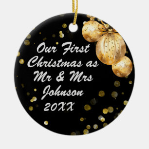 Foto Black Gold Erster Weihnachtsmann Mrs. Keramik Ornament