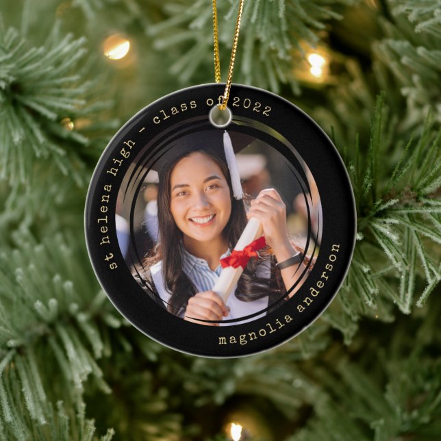 Foto Black Gold School Uni-Abschluss Keramik Ornament (Baum)