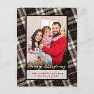 Foto Black Gray Kariert Gold Script Weihnachten
