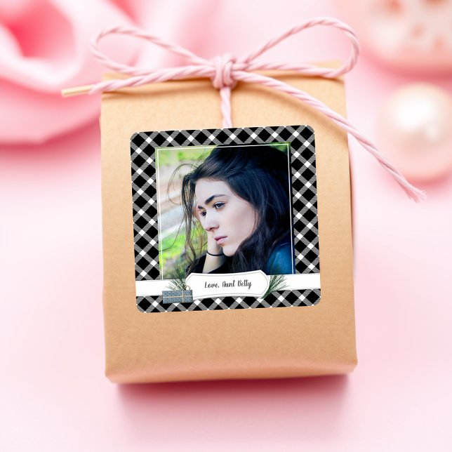 Foto Black Karo Weihnachtsgeschenk Aufkleber (Von Creator hochgeladen)