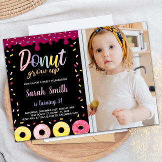 Foto Black Pastil Color Donut Geburtstag Einladung