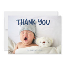 Foto Blue Handwriting Baby Dusche Vielen Dank