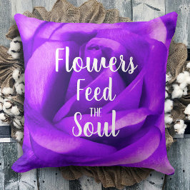 Foto-Blume mit lila Rose Fütterte Soul-Skript Kissen