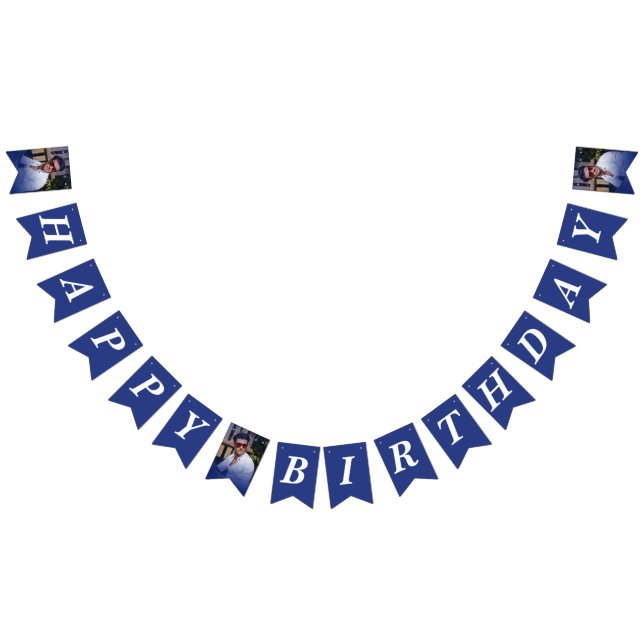 Foto Blush Pink Gradient Happy Geburtstag Wimpelkette (Alle)