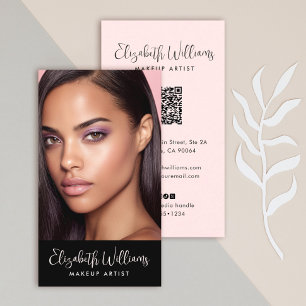 Foto Blush Pink Schrift Schwarz Soziales Icon QR-C Visitenkarte