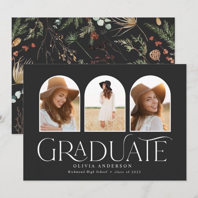 Foto-Bogen-Aquarell-Botanische Blüte Ankündigung (Vorne/Hinten)