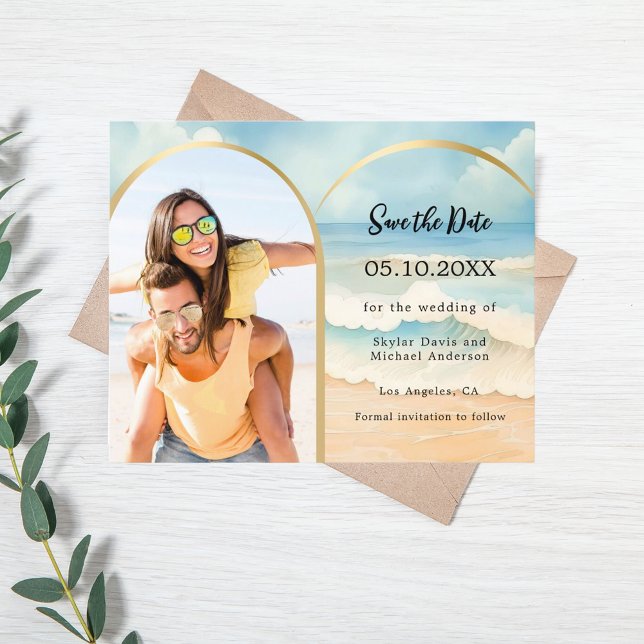 Foto Bogen Beach Hochzeit Save the Date Karte (Von Creator hochgeladen)