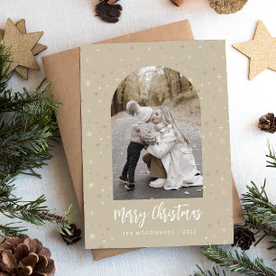 Foto-Bogen Sterne Frohe Weihnachten Beige Gold