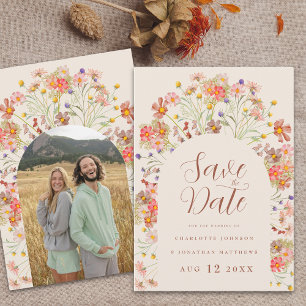 Foto Boho Fall Rustikale Wildblume Hochzeit Save The Date