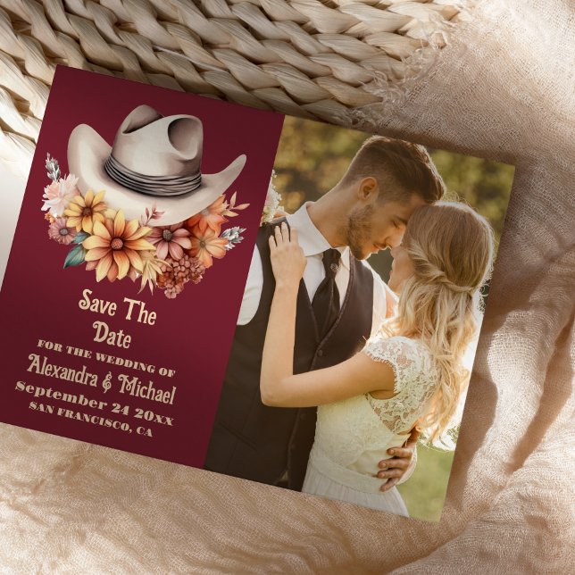 Foto Boho Floral Western Hochzeit Save The Date (Von Creator hochgeladen)