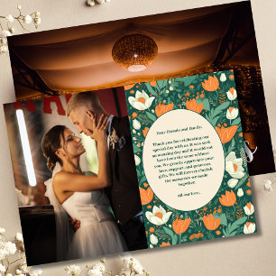 Foto Boho Retro Floral Hochzeit Dankeskarte