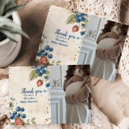Foto Boho Strawberry Berry Sweet Baby Dusche Dankeskarte