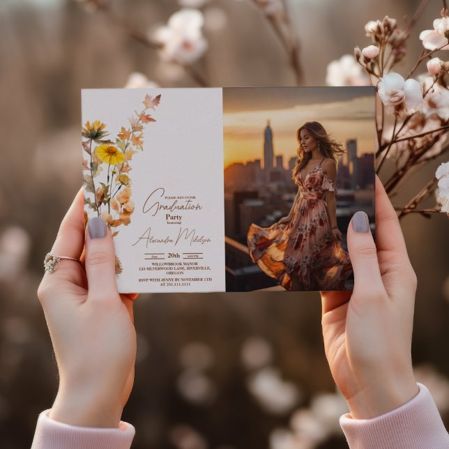 Foto Boho Wildblume Abschluss Einladung (Von Creator hochgeladen)