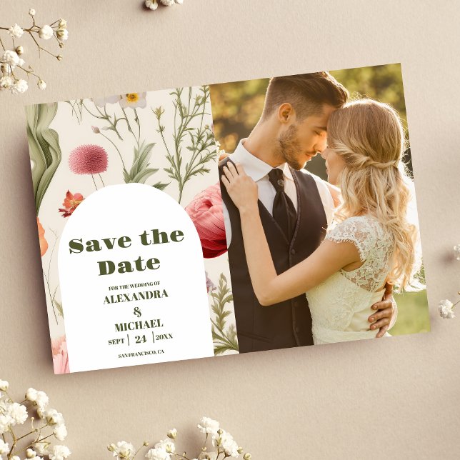 Foto Boho Wildblume Botanische Hochzeit Save The Date (Von Creator hochgeladen)