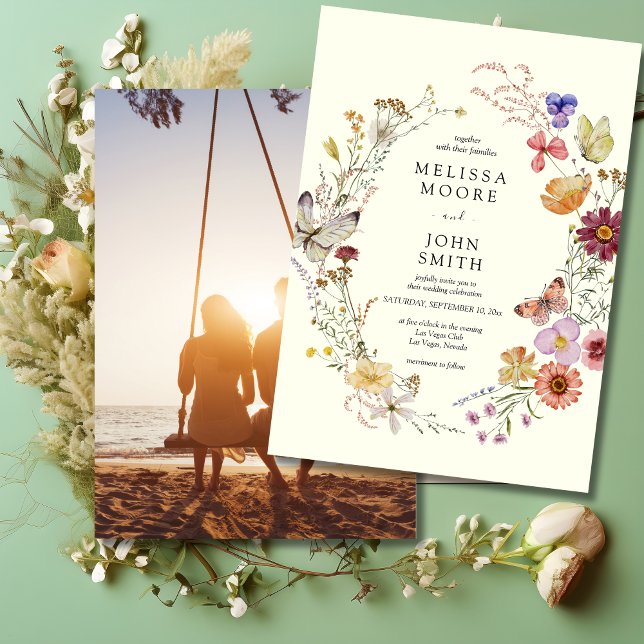 Foto Boho Wildblume Wedding Einladung (Von Creator hochgeladen)