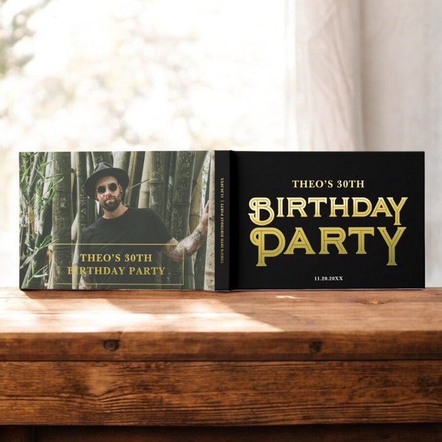 Foto Bold Retro Black Geburtstag Gästebuch (Von Creator hochgeladen)