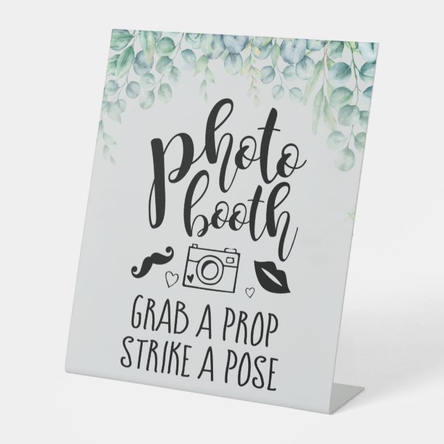 Foto Booth Grab a Prop Custom Eukalyptus Wedding Sockelschild (Vorderseite)