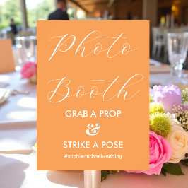 Foto Booth Orange White Wedding Poster