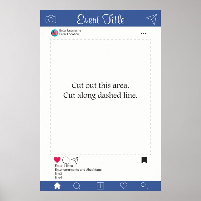 Foto Booth Prop Frame Poster Blau (Vorne)