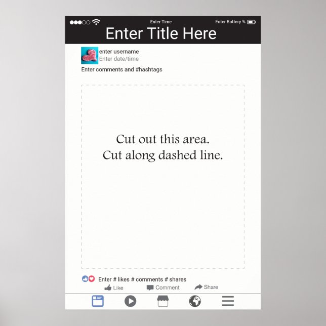 Foto Booth Prop Frame Social Media Design Poster (Vorne)