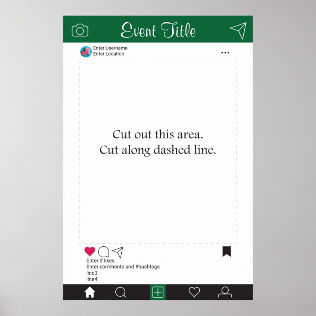 Foto Booth Prop Rahmen Poster Grün Schwarz (Vorne)