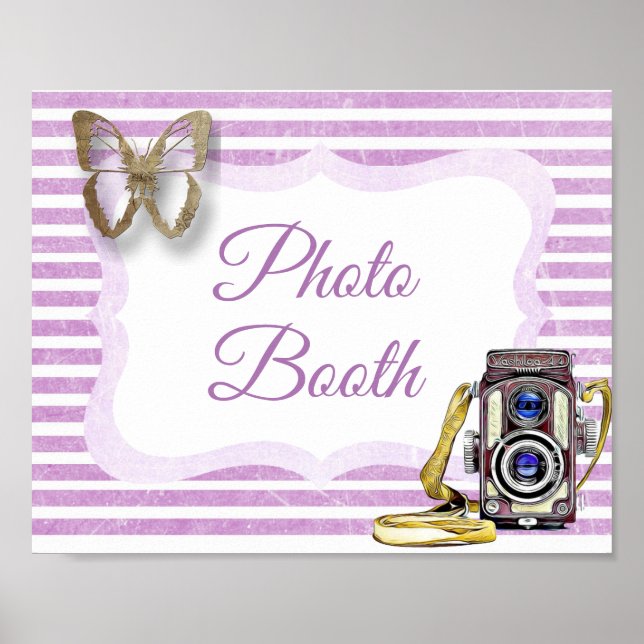 Foto Booth signieren Lila Butterfly Poster (Vorne)