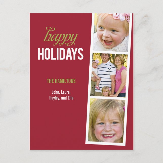 Foto Booth Style Holiday Foto Card Postkarte (Vorderseite)
