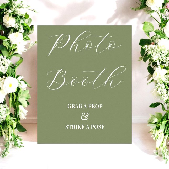 Foto Booth Wedding Sage Green Sign Poster (Von Creator hochgeladen)