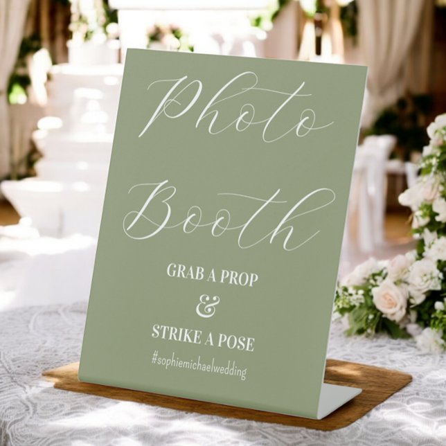 Foto Booth Wedding Sage Green Sign Sockelschild (Von Creator hochgeladen)