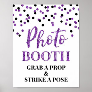 Foto Booth Wedding Sign Black Lila Confetti Poster