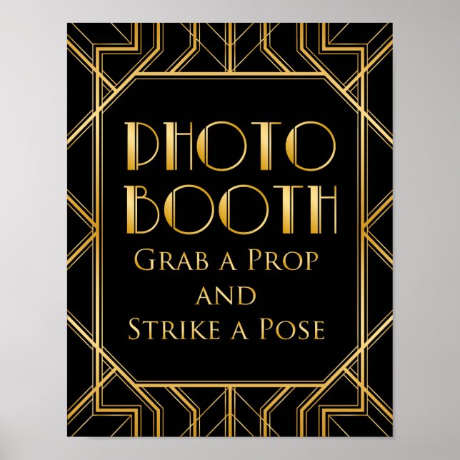 Foto Booth Wedding Sign | Gatsby Art Deco Poster (Vorne)