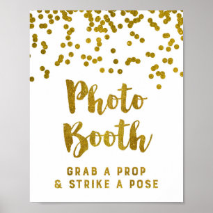 Foto Booth Wedding Sign Gold Confetti Poster