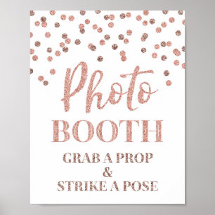 Foto Booth Wedding Sign Rose Gold Confetti Poster