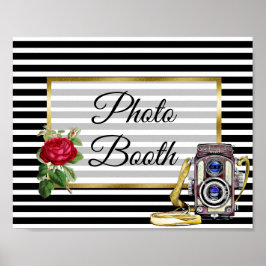 Foto Booth Wedding Sign Rote Rose Poster
