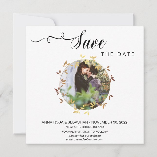 *~* FOTO Botanischer Boho Hochzeit Das Datum speic Save The Date (Vorderseite)