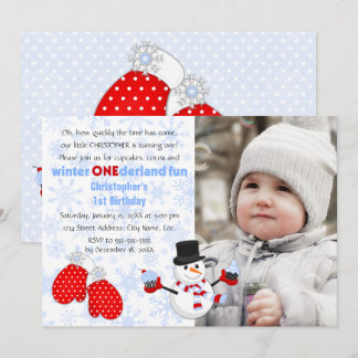 Foto Boys Winter ONEderland Geburtstagsparty Einladung