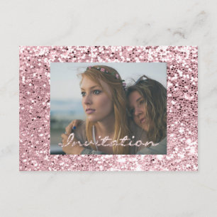 Foto Brautparty Rose Glitzer Rosa Abschluss Einladung
