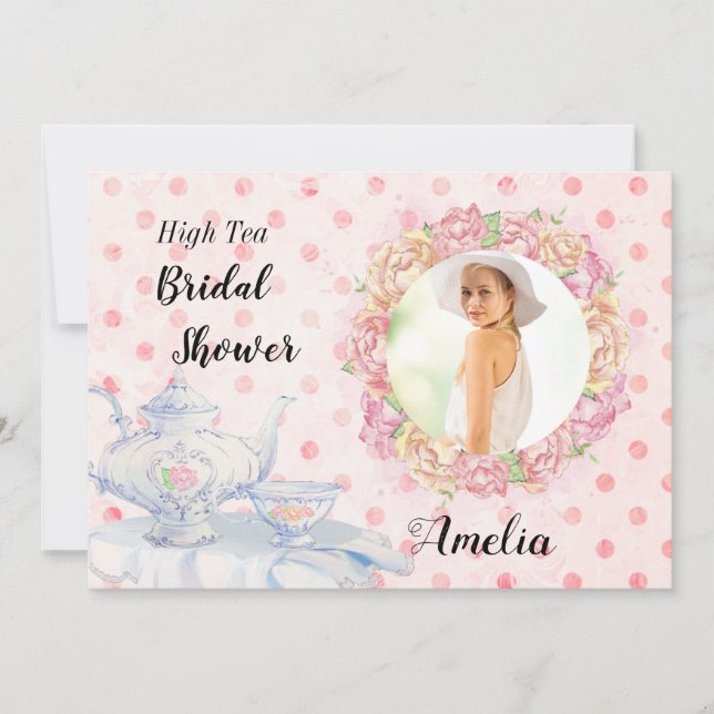 Foto Bridal Dusche mit hohem Tee Einladung (Vorderseite)